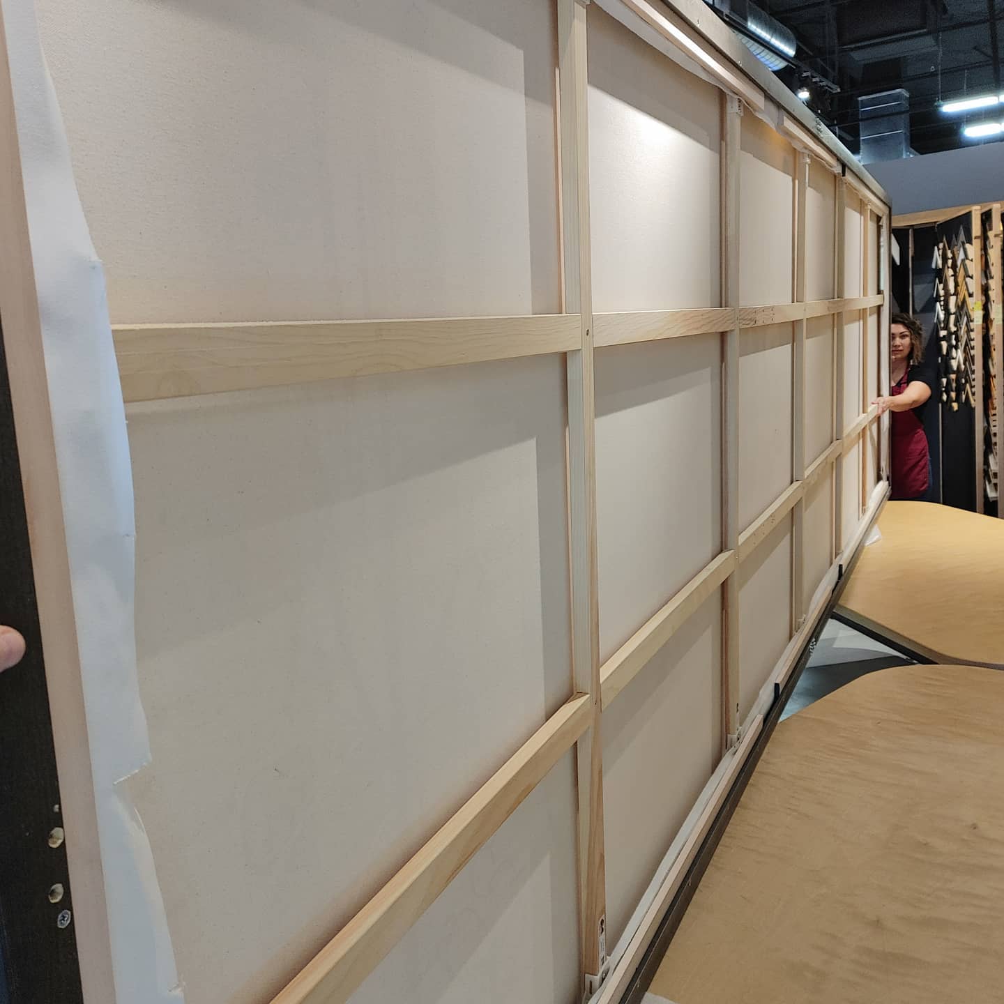 Stretcher and structural fabrication in the framing workroom